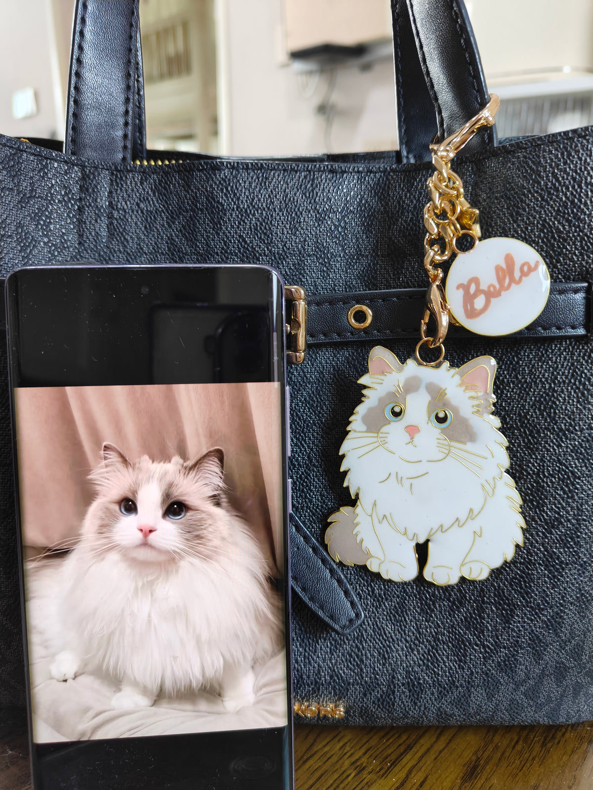 Custom Pet Cloisonne Drip Resin Bag Charm | Personalized Pet Photo Keepsake Gift